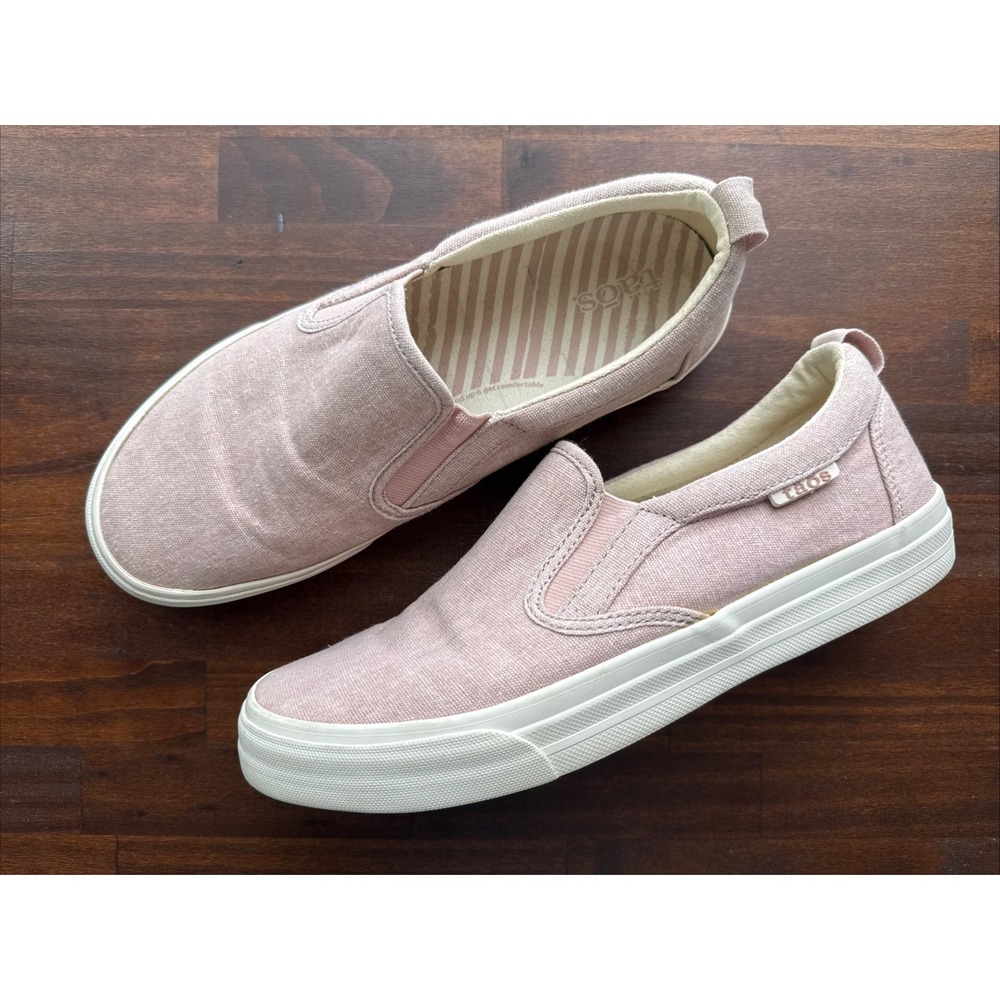 Taos Footwear Women's Dandy Shell Pink Hemp Sneaker Slip On 8 M US